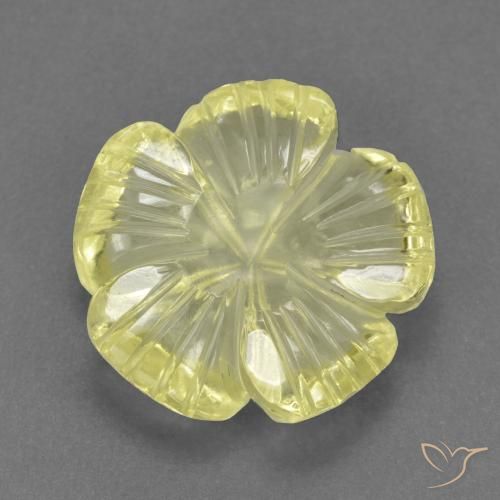 4.58ct 자연스러운 미디엄 옐로우 석영, 플라워 컷, 투명한