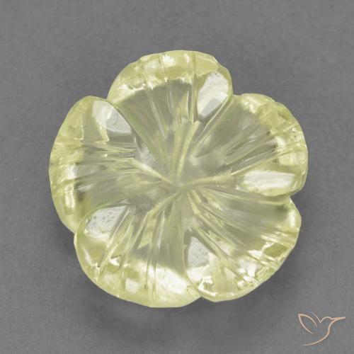 4.66ct 자연스러운 연노랑 석영, 플라워 컷, 투명한