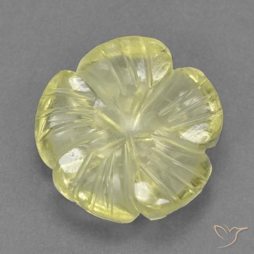 4.40ct 자연스러운 미디엄 옐로우 석영, 플라워 컷, 투명한
