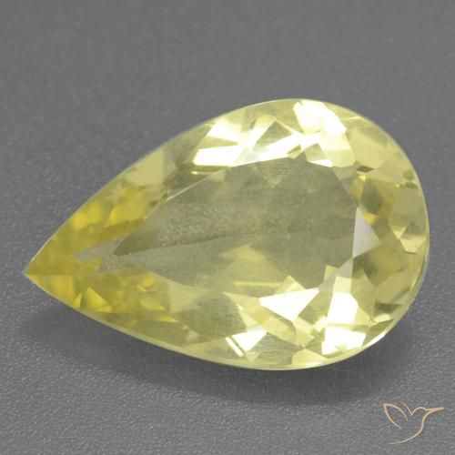 11.04ct 자연스러운 연노랑 석영, 배 모양, VS
