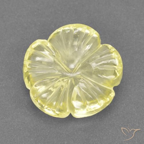4.16ct 자연스러운 미디엄 라이트 옐로우 석영, 플라워 컷, 투명한