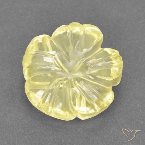 3.52ct 자연스러운 옅은 노랑 석영, 플라워 컷, 투명한