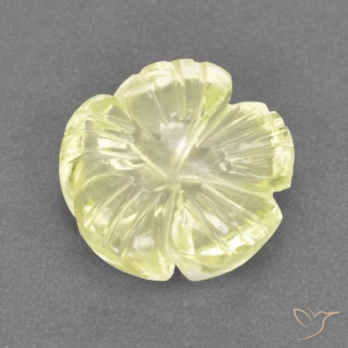3.16ct 자연스러운 옅은 노랑 석영, 플라워 컷, 투명한