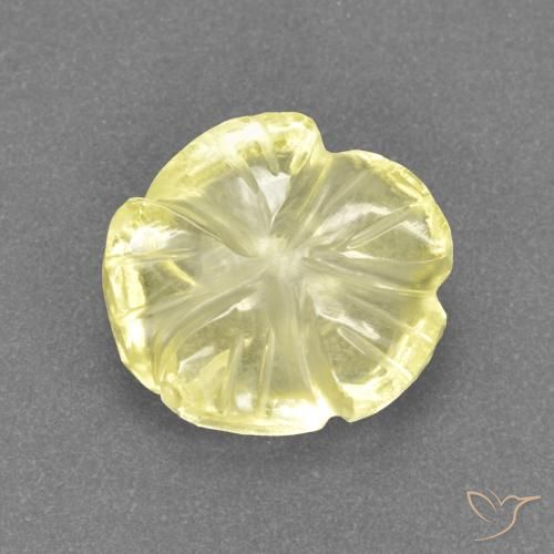 2.81ct 자연스러운 미디엄 옐로우 석영, 플라워 컷, 투명한