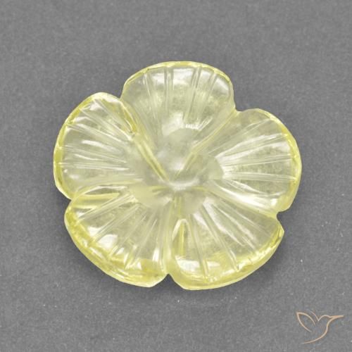 3.40ct 자연스러운 미디엄 라이트 옐로우 석영, 플라워 컷, 투명한