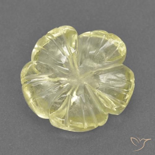 2.52ct 자연스러운 미디엄 라이트 옐로우 석영, 플라워 컷, 투명한