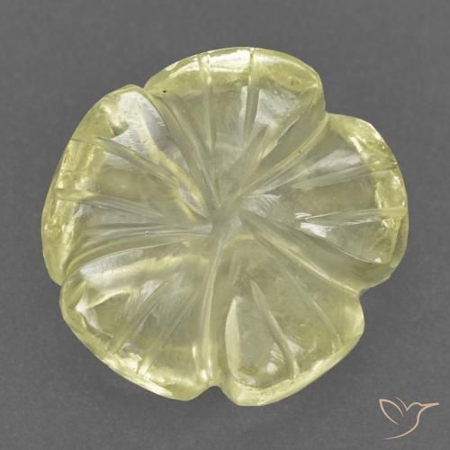 3.48ct 자연스러운 담황색 석영, 플라워 컷, 투명한