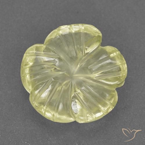 3.72ct 자연스러운 미디엄 라이트 옐로우 석영, 플라워 컷, 투명한