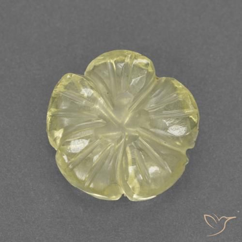 3.13ct 자연스러운 미디엄 라이트 옐로우 석영, 플라워 컷, 투명한