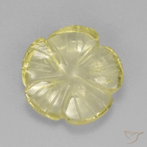 3.83ct 자연스러운 라이트 파인애플 옐로우 석영, 플라워 컷, 투명한