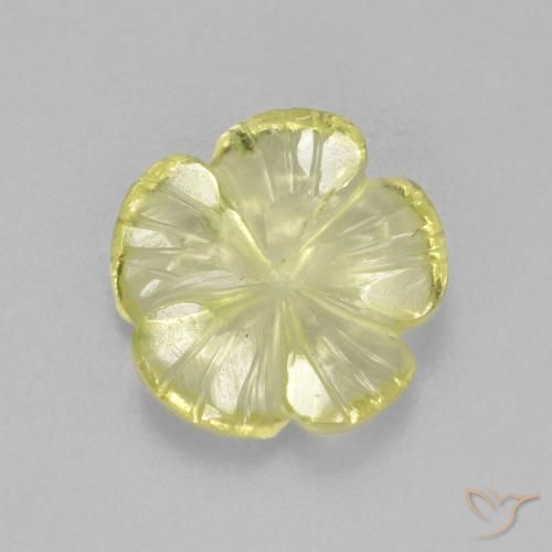 2.62ct 자연스러운 라이트 파인애플 옐로우 석영, 플라워 컷, 투명한