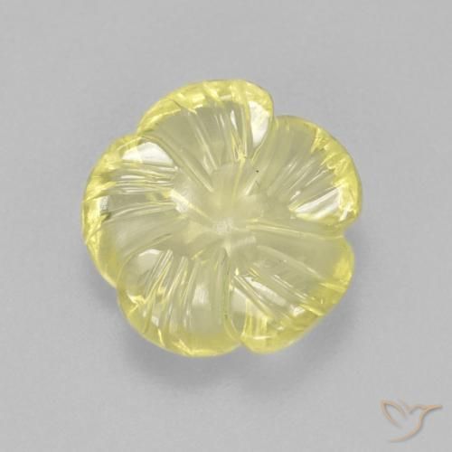 3.36ct 자연스러운 연노랑 석영, 플라워 컷, 투명한