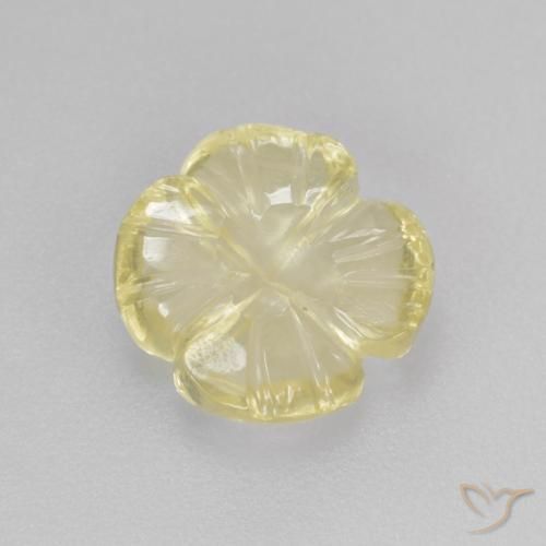 2.31ct 자연스러운 연한 녹황색 석영, 플라워 컷, 투명한
