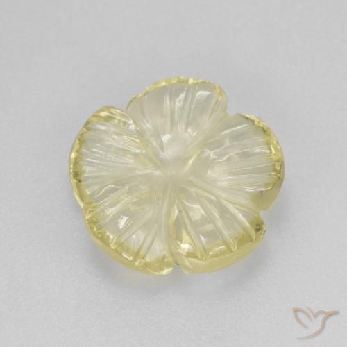 3.12ct 자연스러운 옅은 노랑 석영, 플라워 컷, 투명한