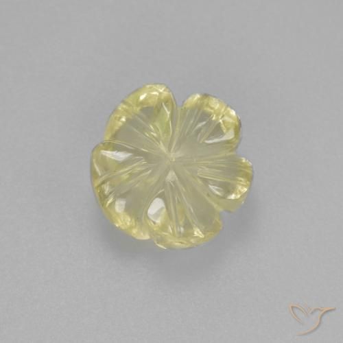 1.96ct 자연스러운 연한 녹황색 석영, 플라워 컷, 투명한