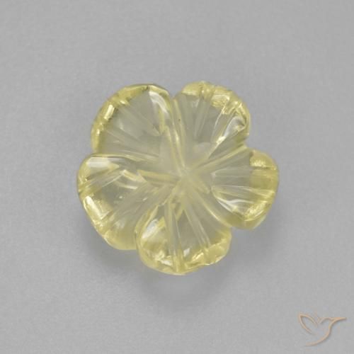 2.21ct 자연스러운 연한 녹황색 석영, 플라워 컷, 투명한