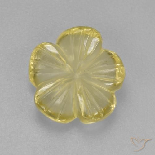 2.21ct 자연스러운 연한 녹황색 석영, 플라워 컷, 투명한