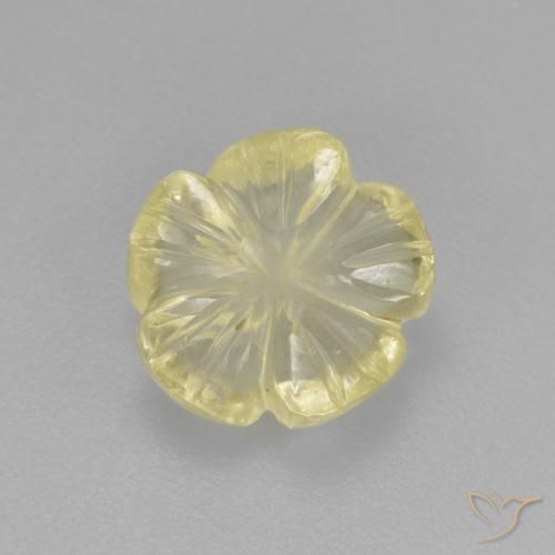 2.37ct 자연스러운 연한 녹황색 석영, 플라워 컷, 투명한