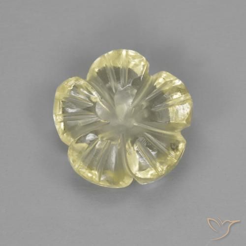 1.98ct 자연스러운 라이트 라구나 옐로우 석영, 플라워 컷, 투명한