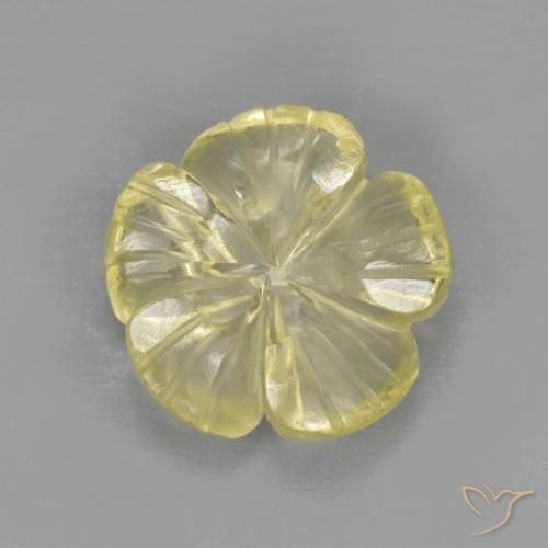 2.59ct 자연스러운 옅은 노랑 석영, 플라워 컷, 투명한