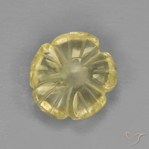 2.39ct 자연스러운 옅은 노랑 석영, 플라워 컷, 투명한
