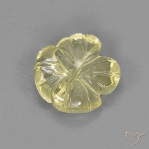 2.04ct 자연스러운 라이트 라구나 옐로우 석영, 플라워 컷, 투명한