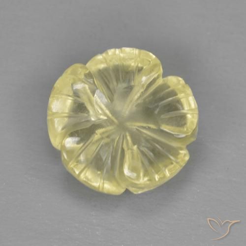 2.79ct 자연스러운 미디엄 라이트 옐로우 석영, 플라워 컷, 투명한