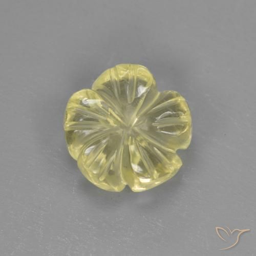 1.72ct 자연스러운 미디엄 라이트 옐로우 석영, 플라워 컷, 투명한