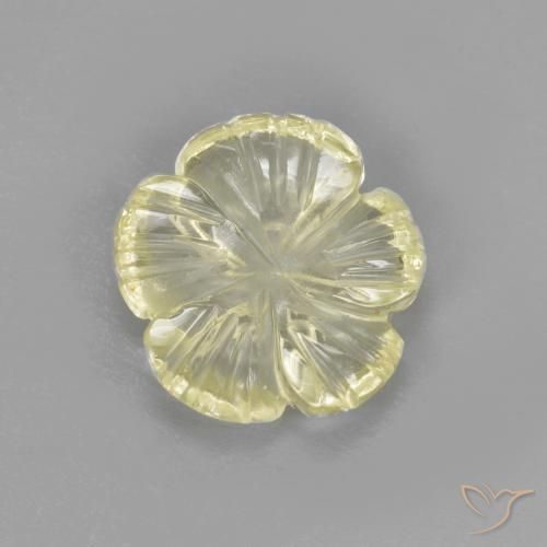 1.64ct 자연스러운 옅은 노랑 석영, 플라워 컷, 투명한
