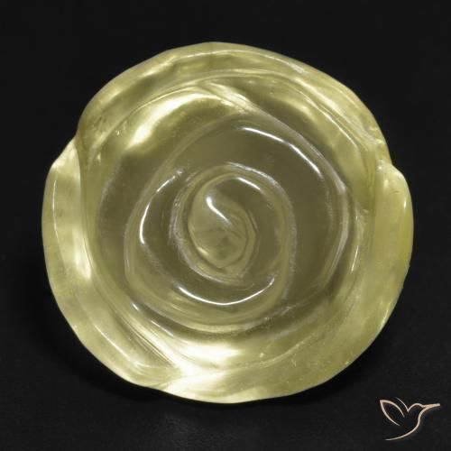 14.90ct 자연스러운 미디엄 옐로우 석영, 플라워 컷, 투명한