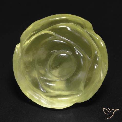 14.87ct 자연스러운 연한 녹황색 석영, 플라워 컷, 투명한
