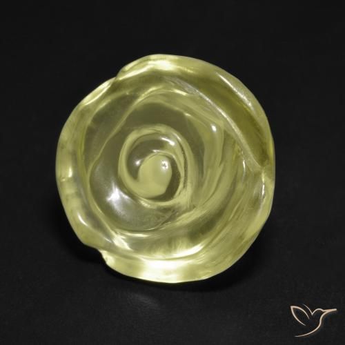 10.50ct 자연스러운 연한 녹황색 석영, 플라워 컷, 투명한