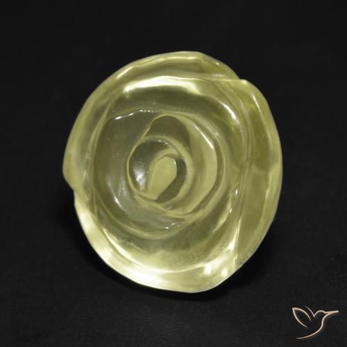 11.54ct 자연스러운 연한 녹황색 석영, 플라워 컷, 투명한