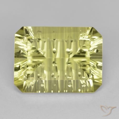 9.90ct 자연스러운 미디엄 옐로우 석영, 에메랄드 컷, VVS
