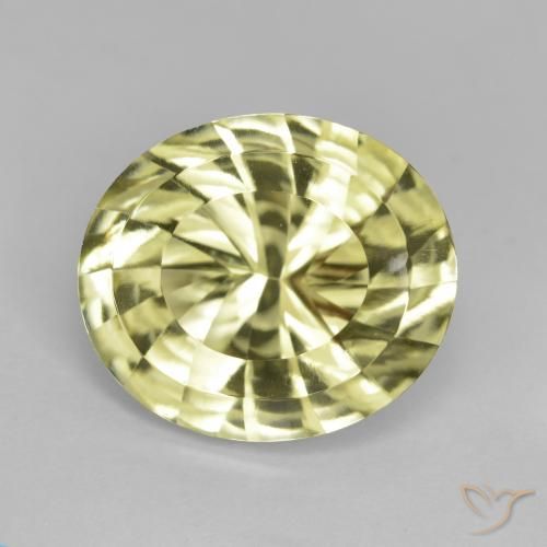 6.69ct 자연스러운 미디엄 옐로우 석영, 타원형, VVS