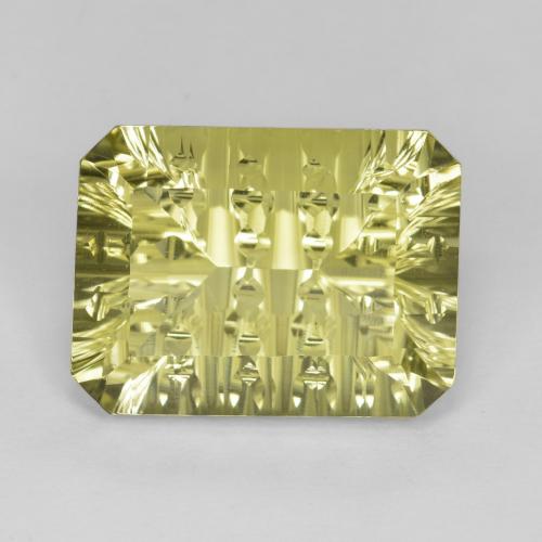 10.32캐럿 천연 담황색 쿼츠, 에메랄드 컷, 15.9×12 mm, VVS