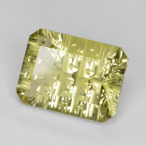 10.32캐럿 천연 담황색 쿼츠, 에메랄드 컷, 15.9×12 mm, VVS