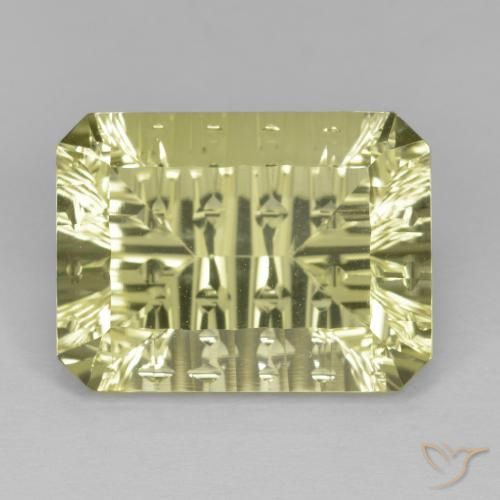 10.98ct 자연스러운 미디엄 라이트 옐로우 석영, 에메랄드 컷, VVS