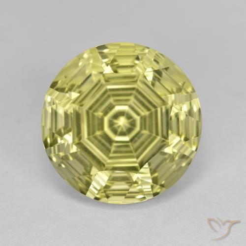 6.41ct 자연스러운 녹황색 석영, 둥근, VVS