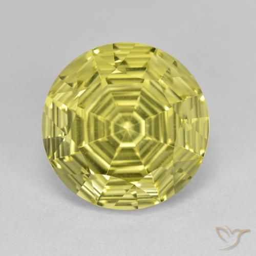 6.33ct 자연스러운 연노랑 석영, 둥근, VVS