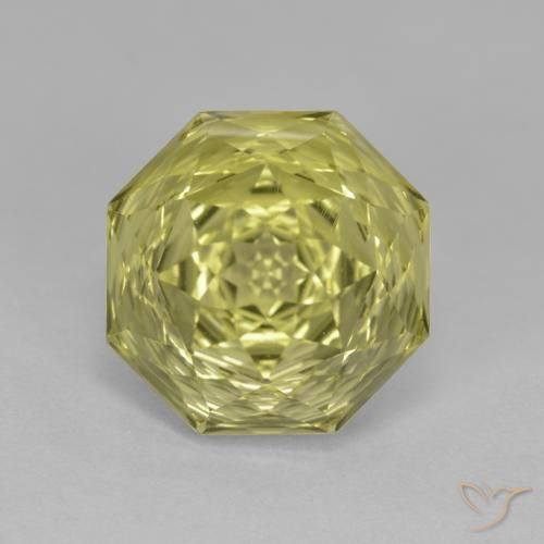 6.83ct 자연스러운 녹황색 석영, 에메랄드 컷, VVS