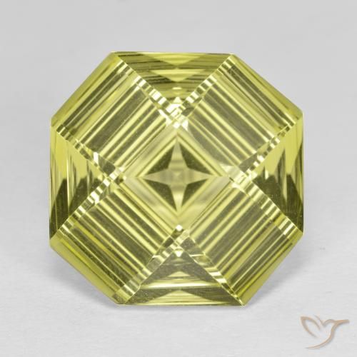 9.12ct 자연스러운 미디엄 옐로우 석영, 에메랄드 컷, VVS