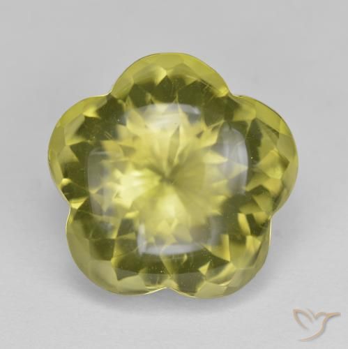 11.91ct 자연스러운 파인애플 옐로우 석영, 플라워 컷, 투명한