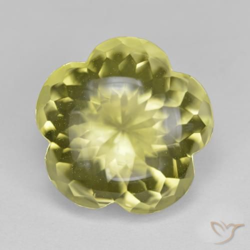 11.16ct 자연스러운 녹황색 석영, 플라워 컷, 투명한