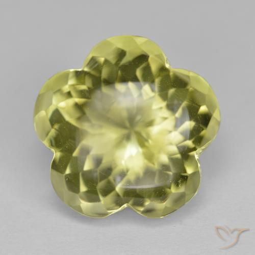 11.33ct 자연스러운 미디엄 옐로우 석영, 플라워 컷, 투명한