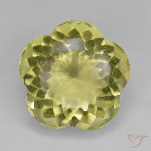 13.86ct 자연스러운 녹황색 석영, 플라워 컷, 투명한