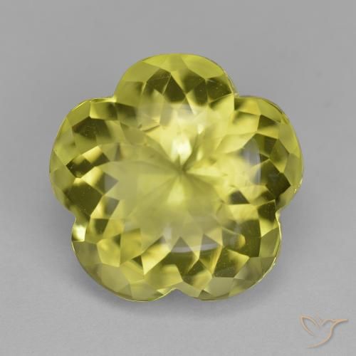11.31ct 자연스러운 담황색 석영, 플라워 컷, 투명한