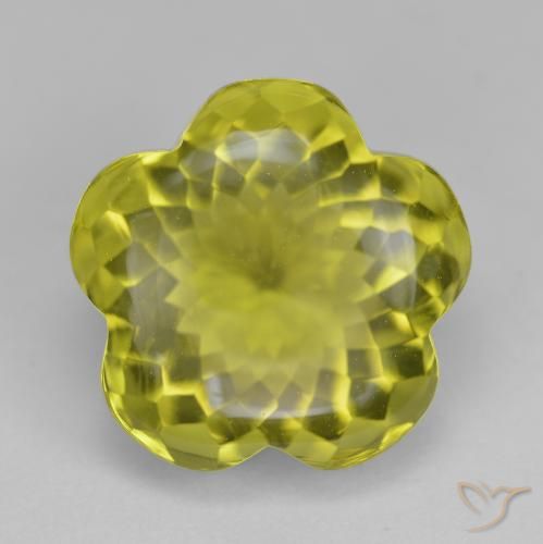 14.78ct 자연스러운 녹황색 석영, 플라워 컷, 투명한