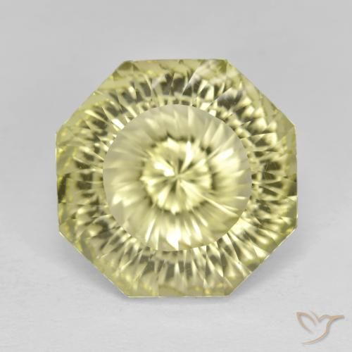8.57ct 자연스러운 담황색 석영, 에메랄드 컷, VVS
