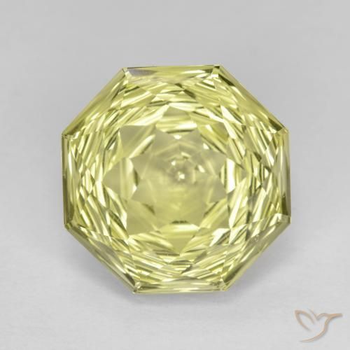 5.91ct 자연스러운 미디엄 라이트 옐로우 석영, 에메랄드 컷, VVS